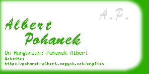 albert pohanek business card